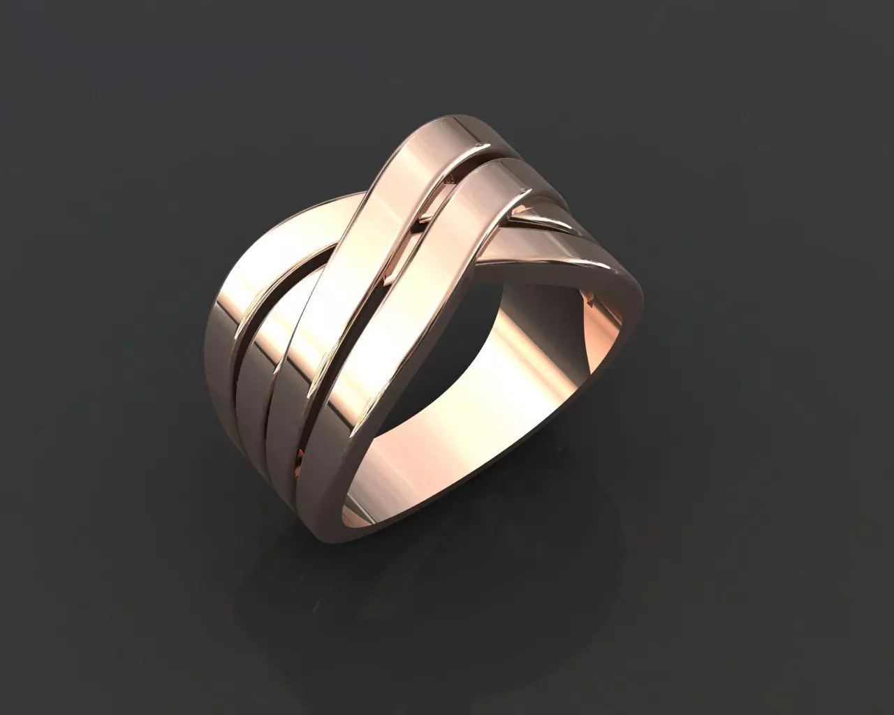 crossover ring in rose gold 3D print model_0