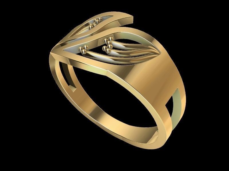 leaf ring stl verified 3D print model_9