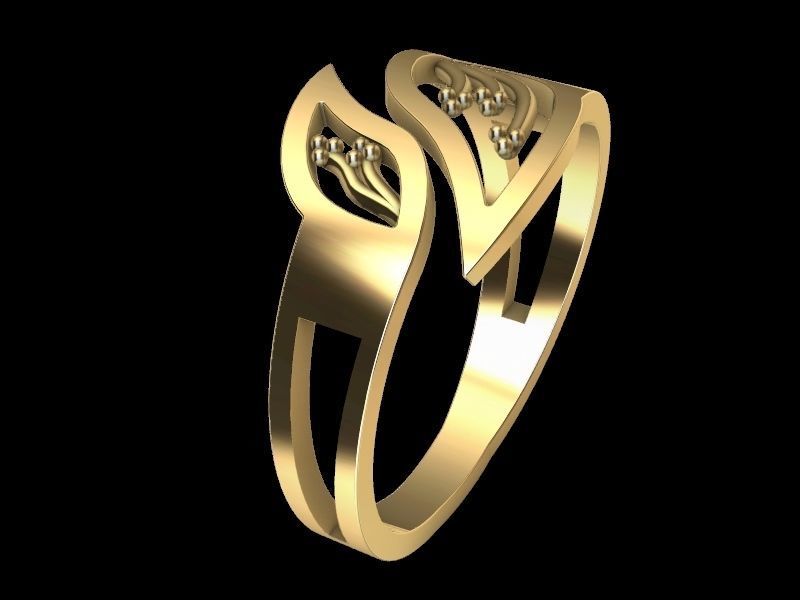 leaf ring stl verified 3D print model_13