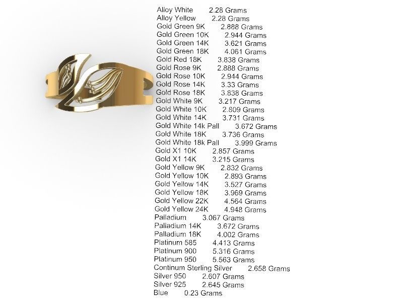 leaf ring stl verified 3D print model_8