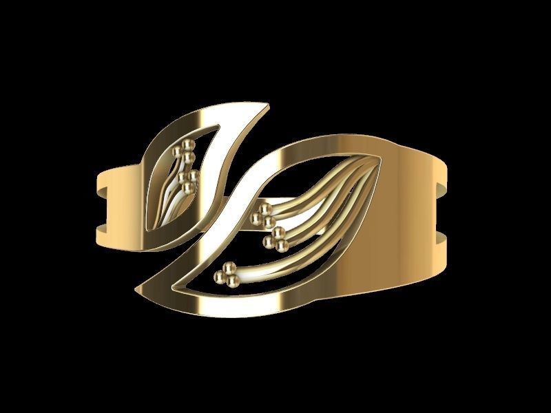 leaf ring stl verified 3D print model_2