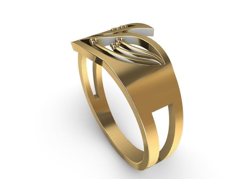 leaf ring stl verified 3D print model_3