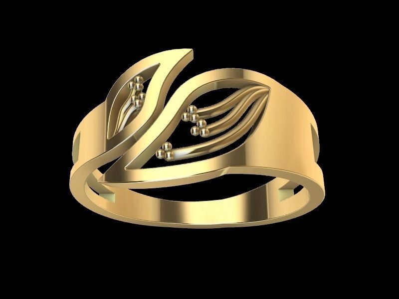 leaf ring stl verified 3D print model_12