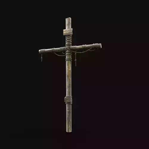 WOODEN CROSS BIBLICAL JESUS CHRIST GOD SYMBOL TORMENT DEVICE Low-poly 3D model