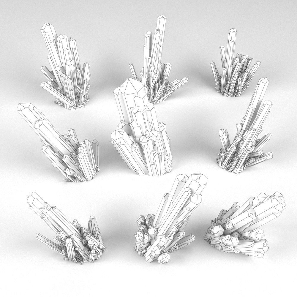Set of 3 crystals 3D model_1