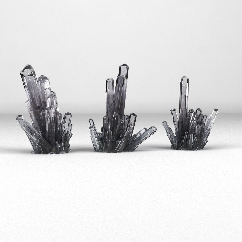 Set of 3 crystals 3D model_4