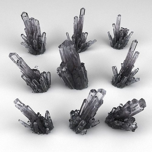 Set of 3 crystals 3D model