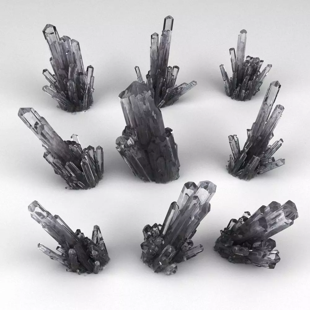 Set of 3 crystals 3D model_0
