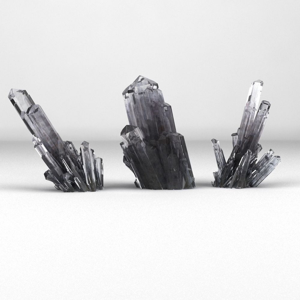 Set of 3 crystals 3D model_6