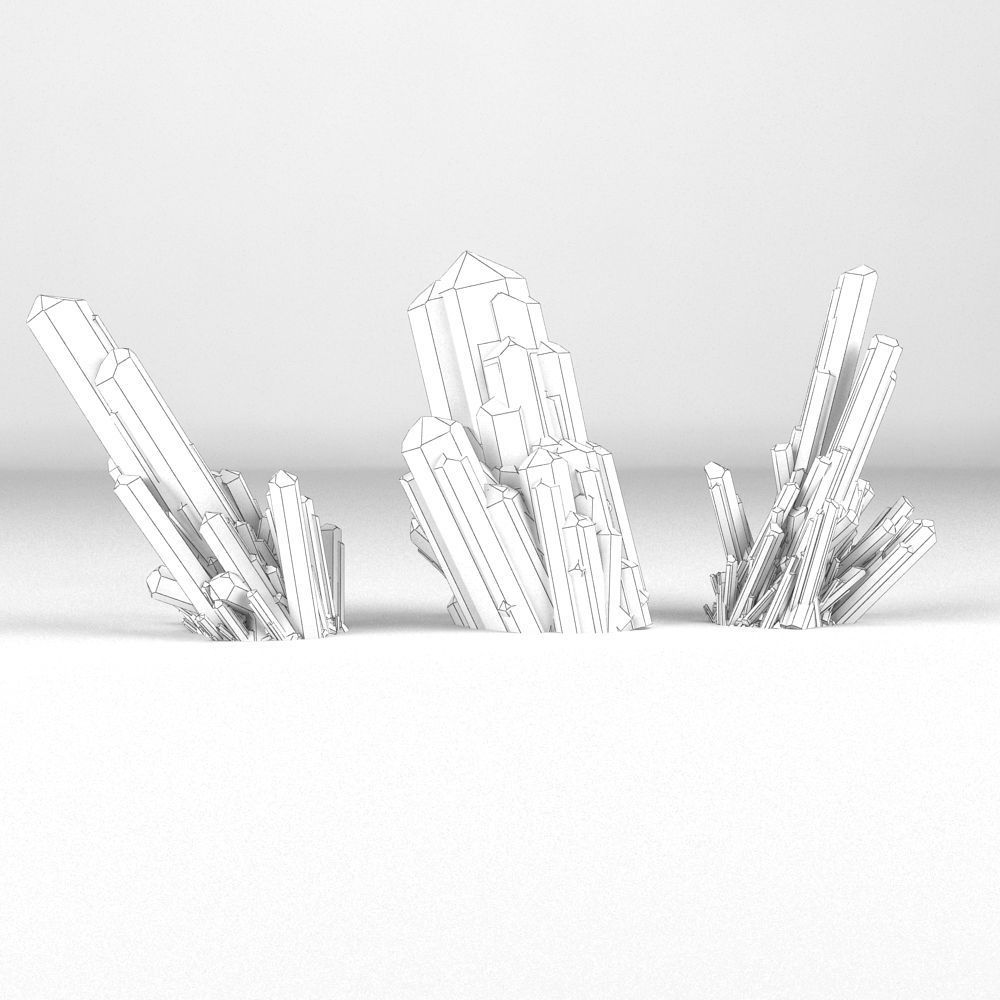 Set of 3 crystals 3D model_3