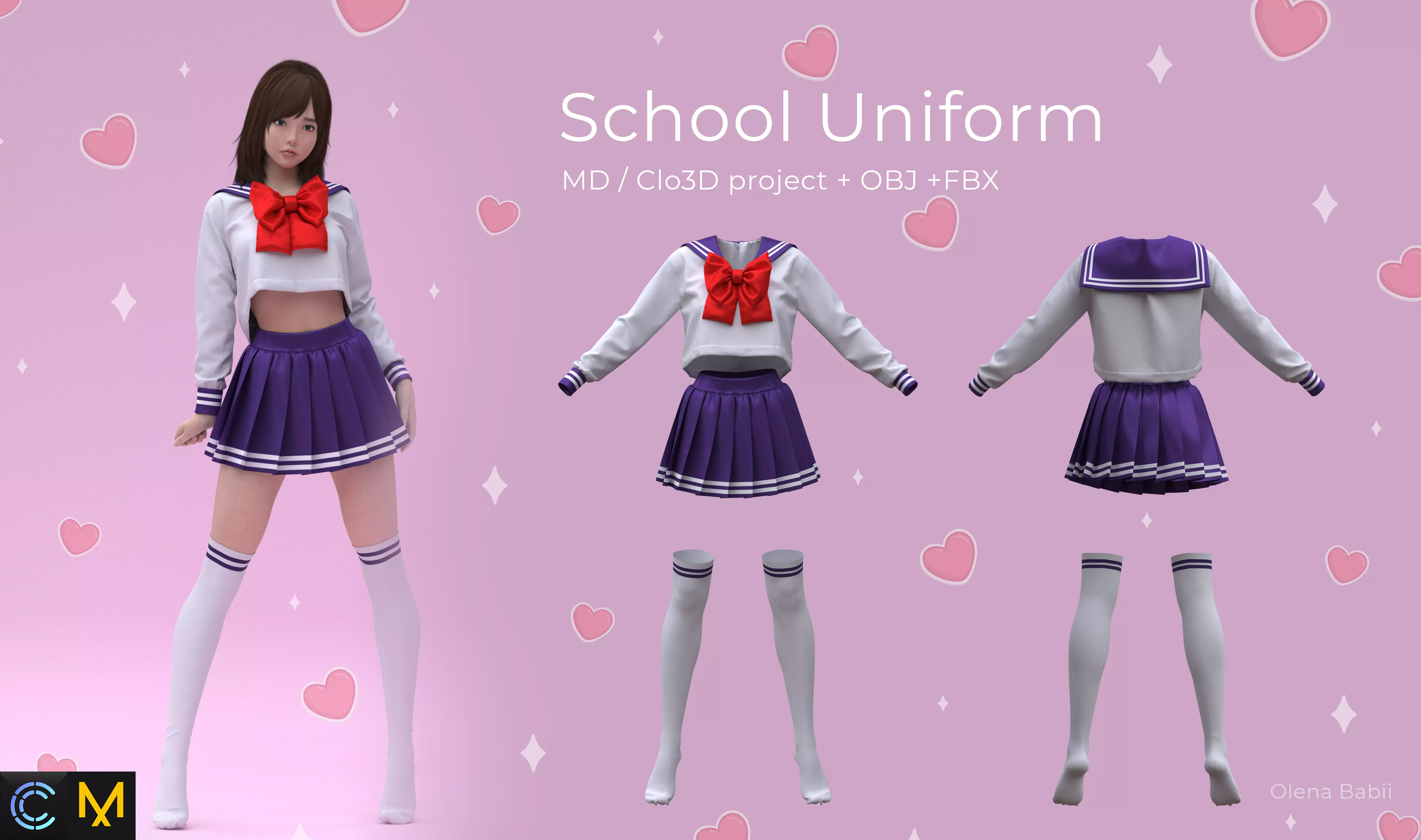 Japanese School Uniform 3D model