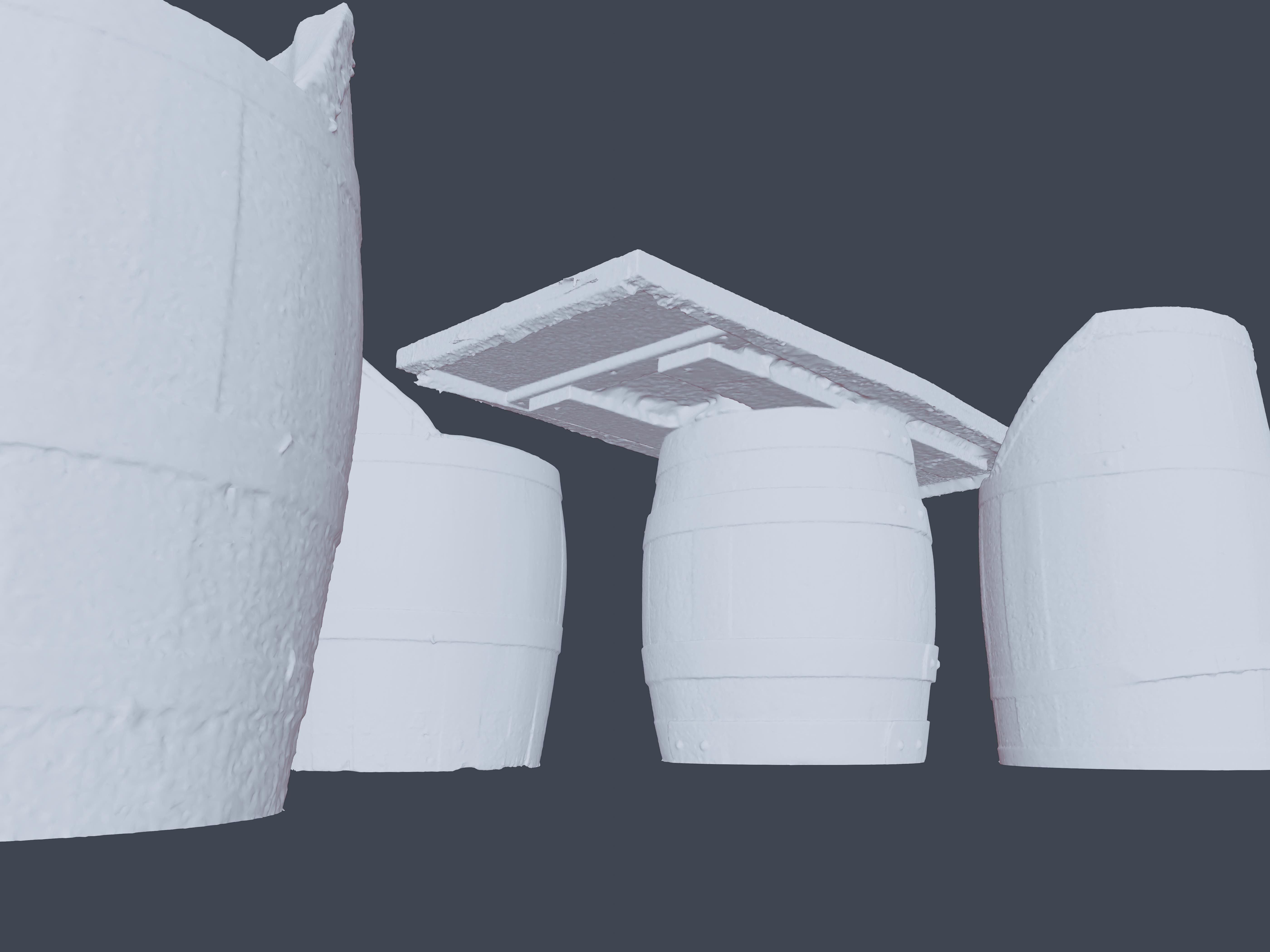 used wine barrel furniture scan with 4 LODs - Gameready Low-poly 3D model_3