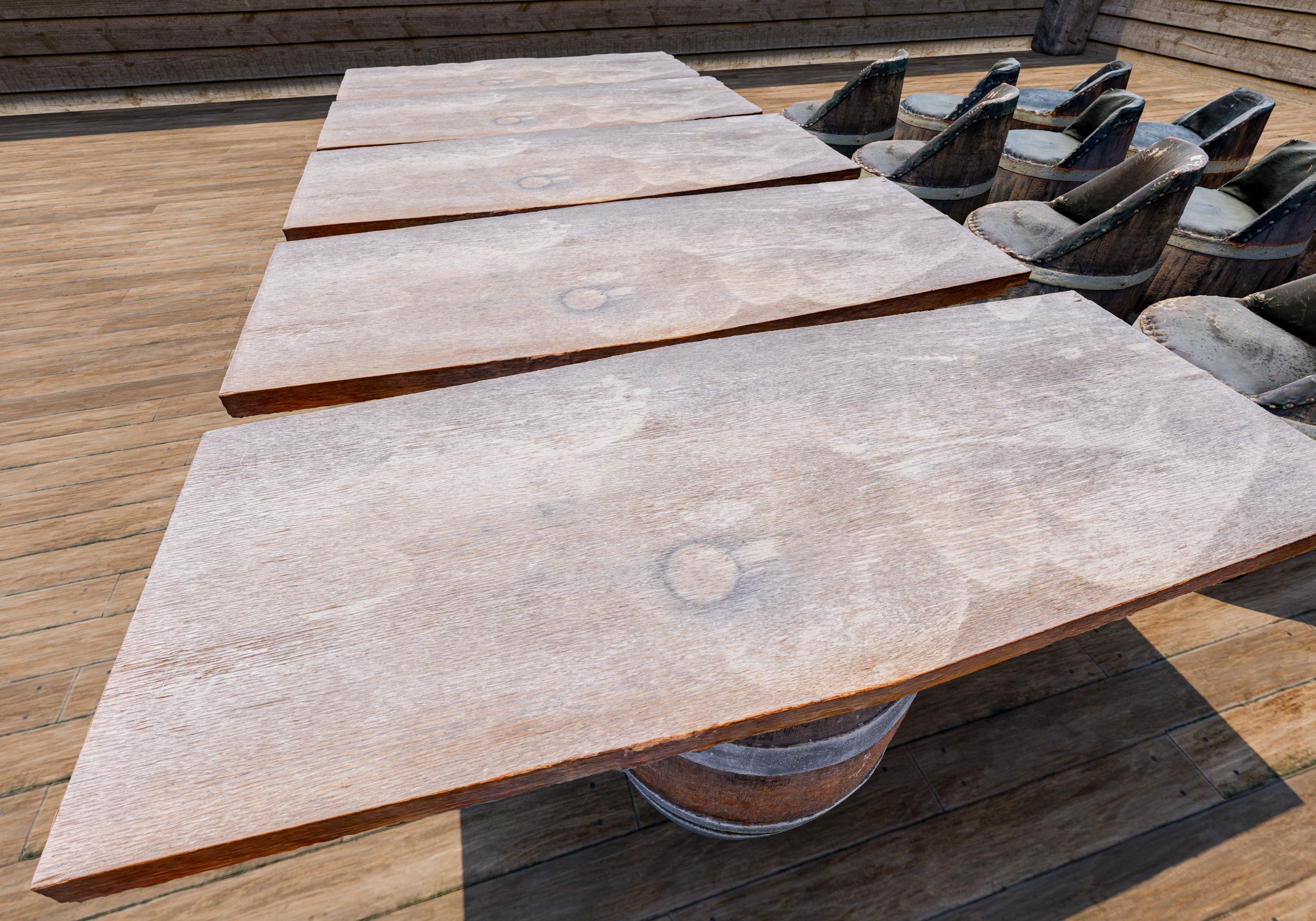 used wine barrel furniture scan with 4 LODs - Gameready Low-poly 3D model_12