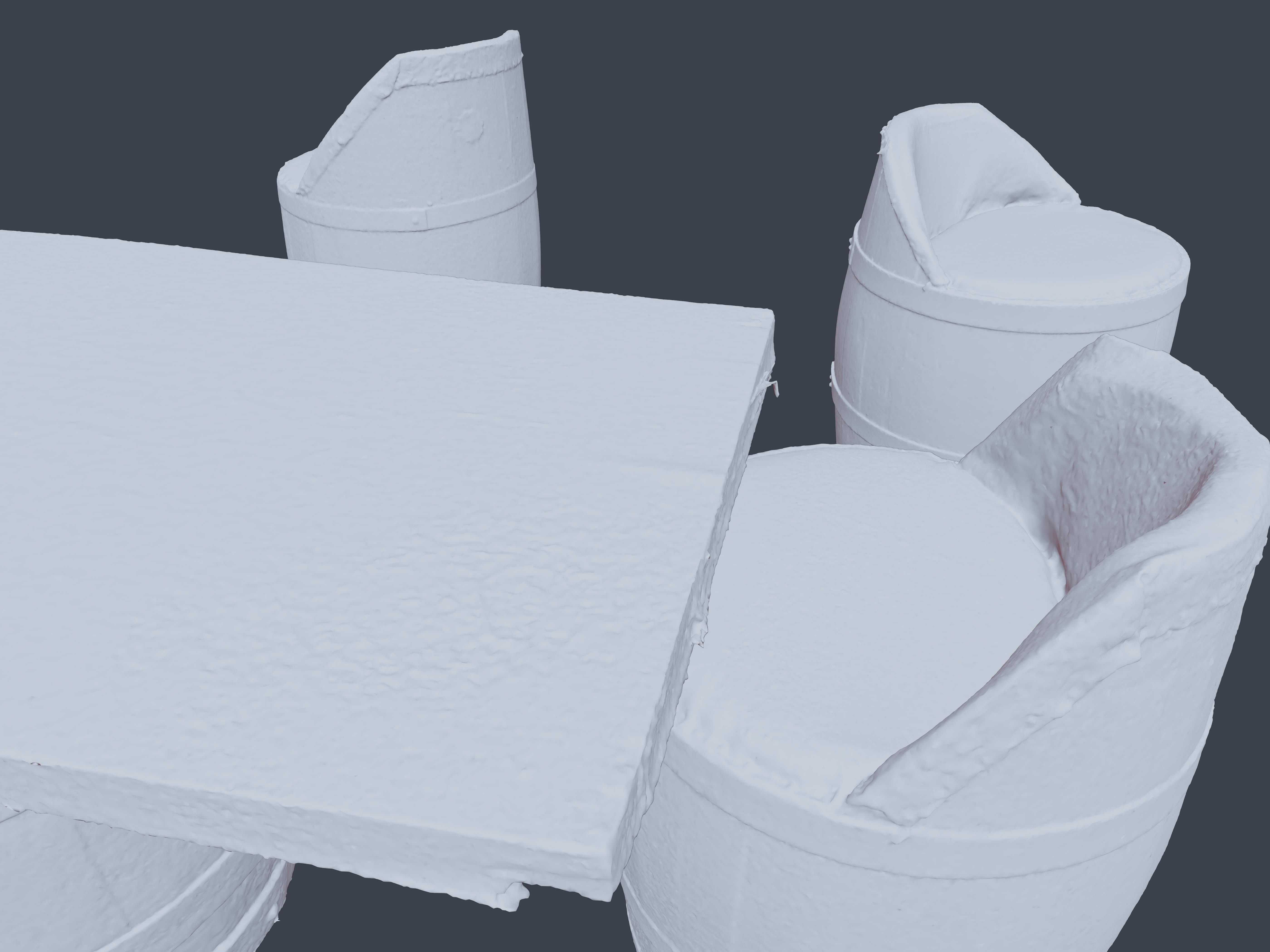 used wine barrel furniture scan with 4 LODs - Gameready Low-poly 3D model_7