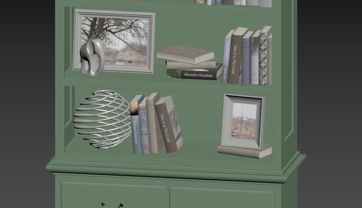 Furniture set curtain with pleats and window 3D Model Collection_23