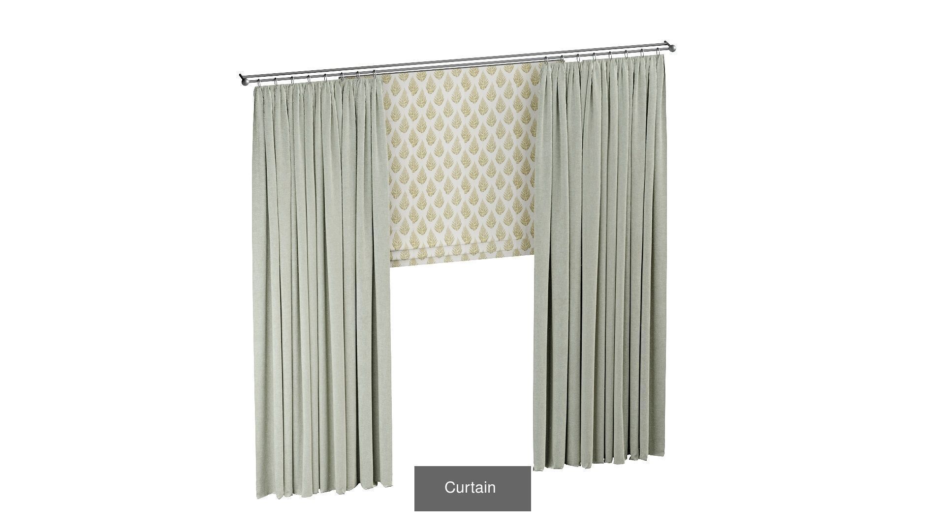 Furniture set curtain with pleats and window 3D Model Collection_4