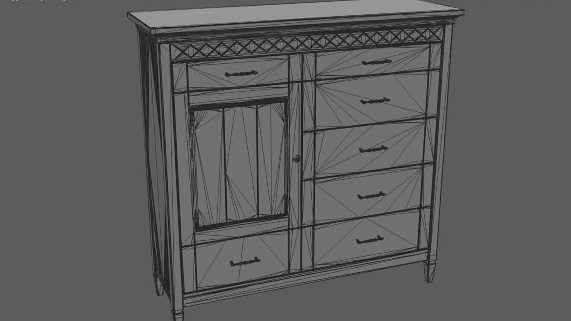 Furniture set curtain with pleats and window 3D Model Collection_11