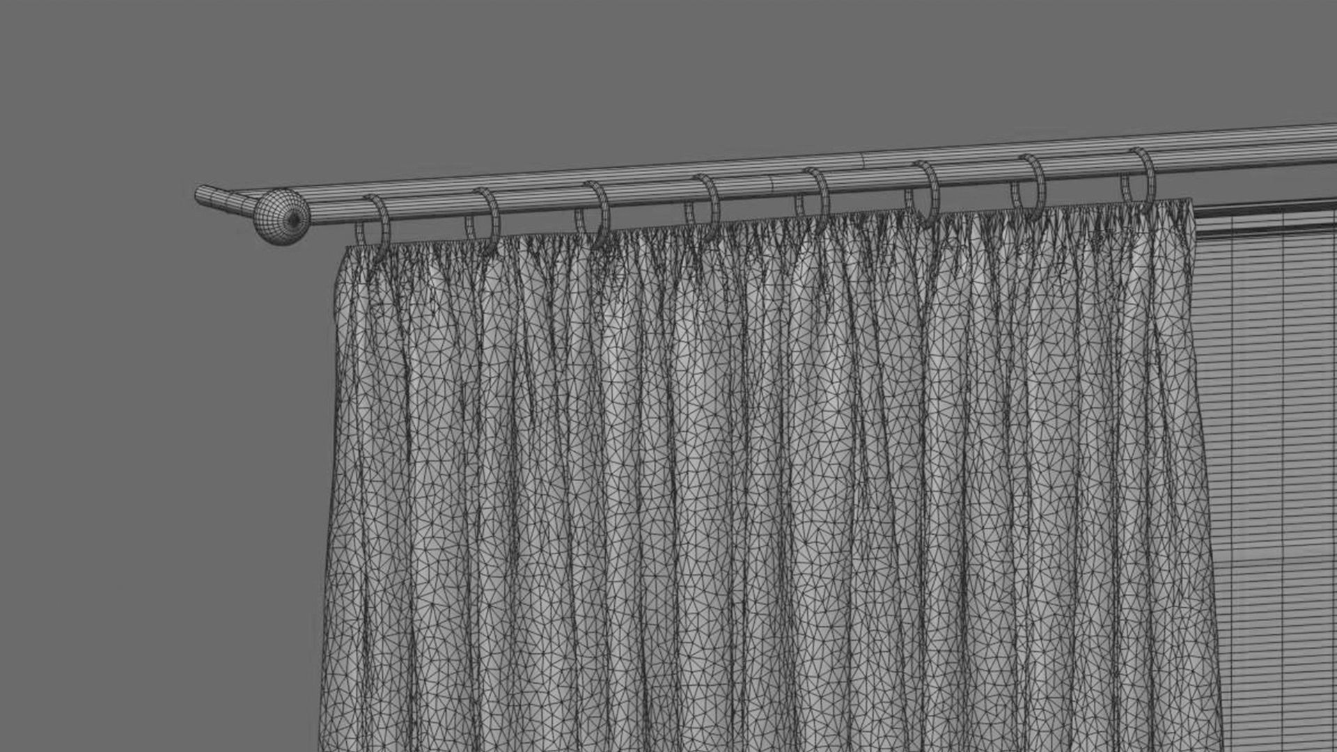 Furniture set curtain with pleats and window 3D Model Collection_9