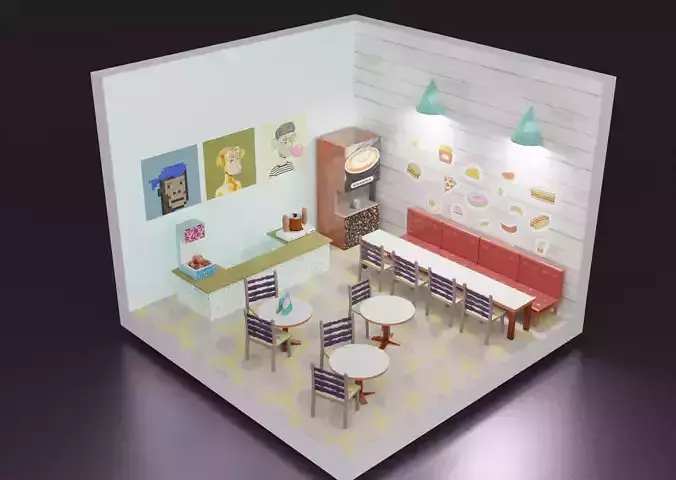 Isometric Snackbar Cafe Restaurant Generate NFT