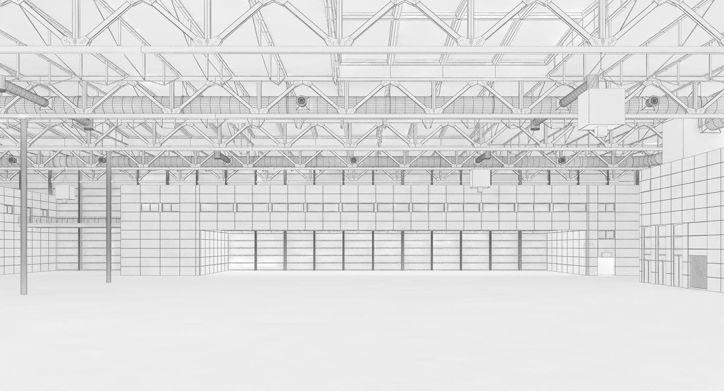 Warehouse 5 industrial building with roof 3D model_16