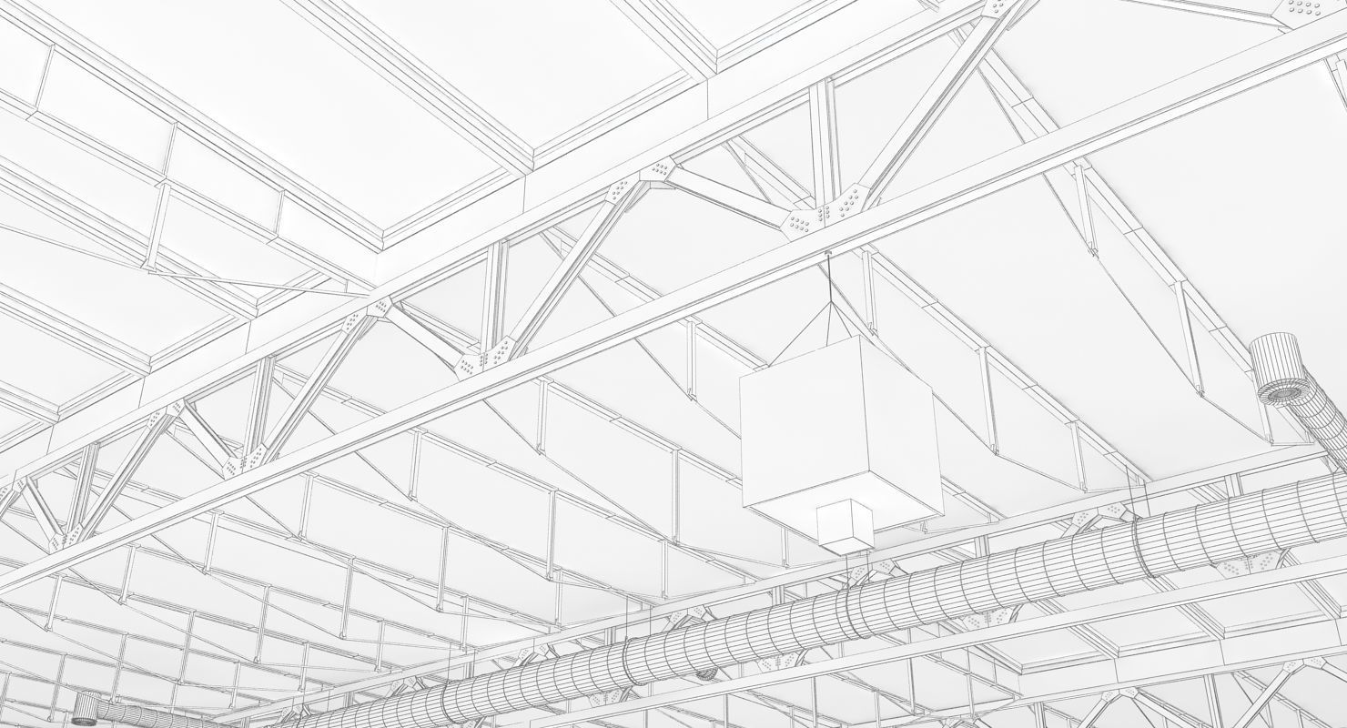 Warehouse 5 industrial building with roof 3D model_17