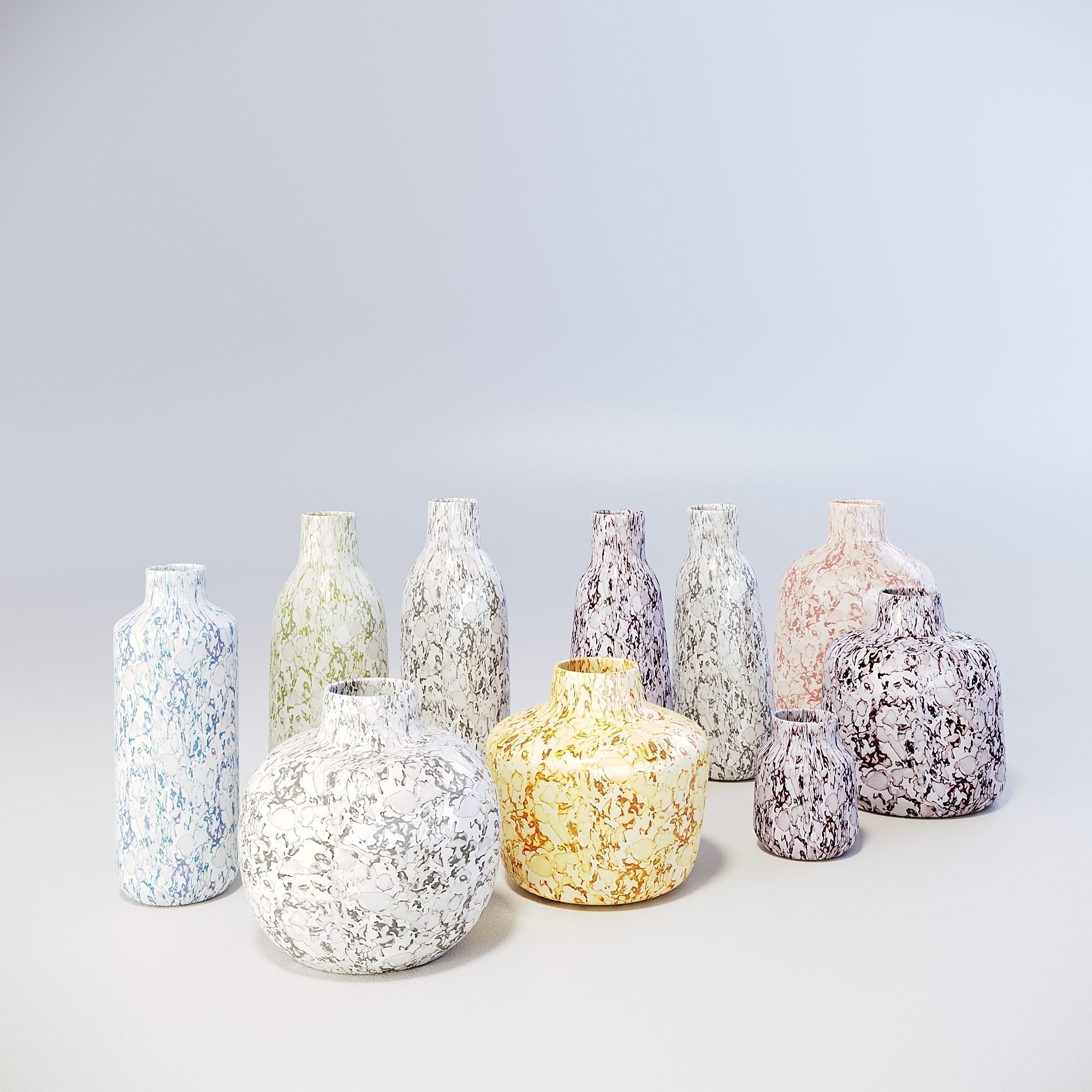 Capiz pulp Kinta vases collection 3D model_1