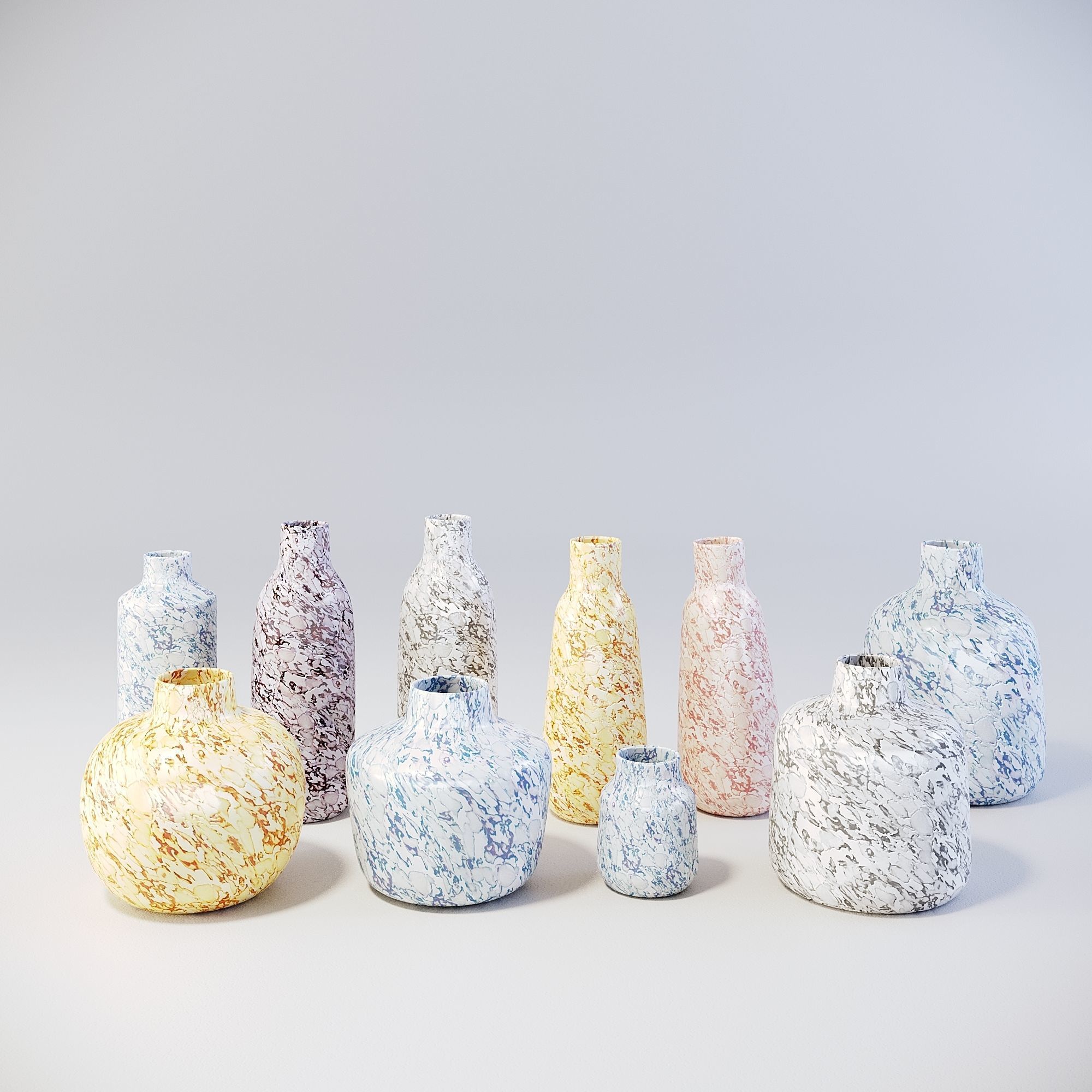 Capiz pulp Kinta vases collection 3D model_2