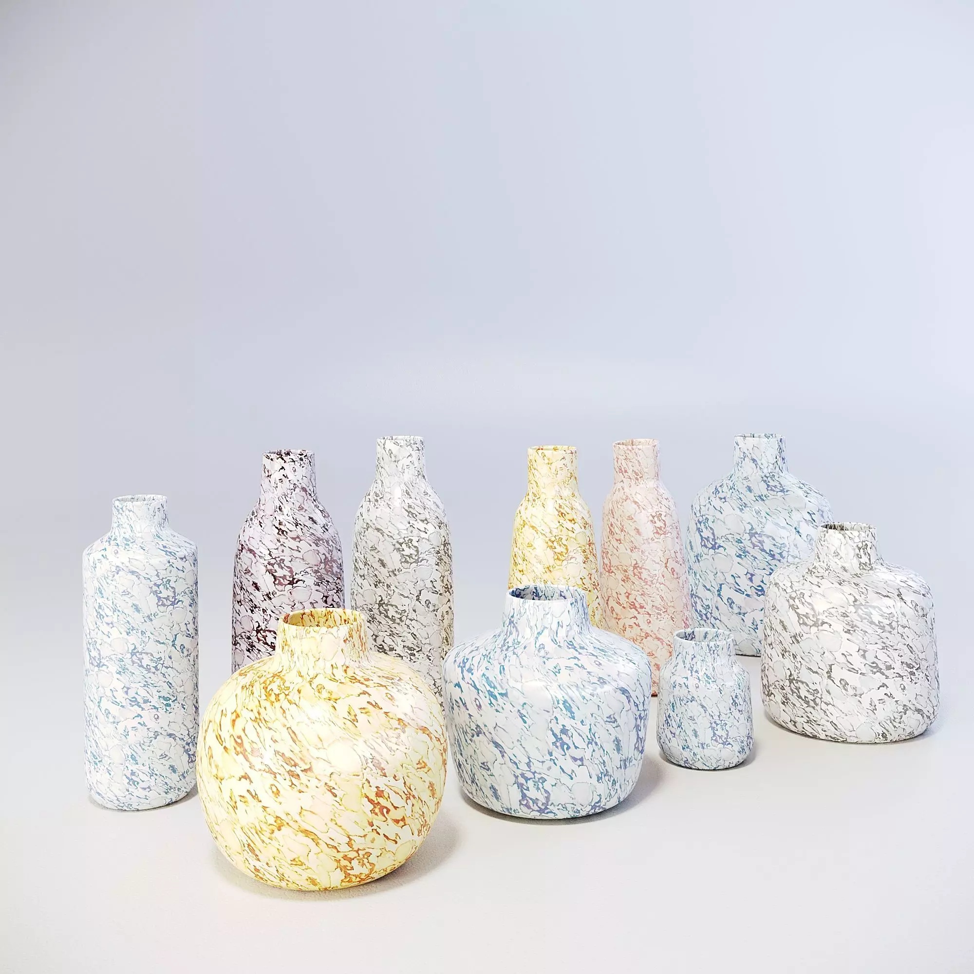 Capiz pulp Kinta vases collection 3D model_0