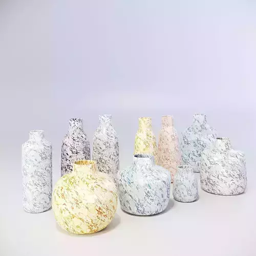 Capiz pulp Kinta vases collection 3D model