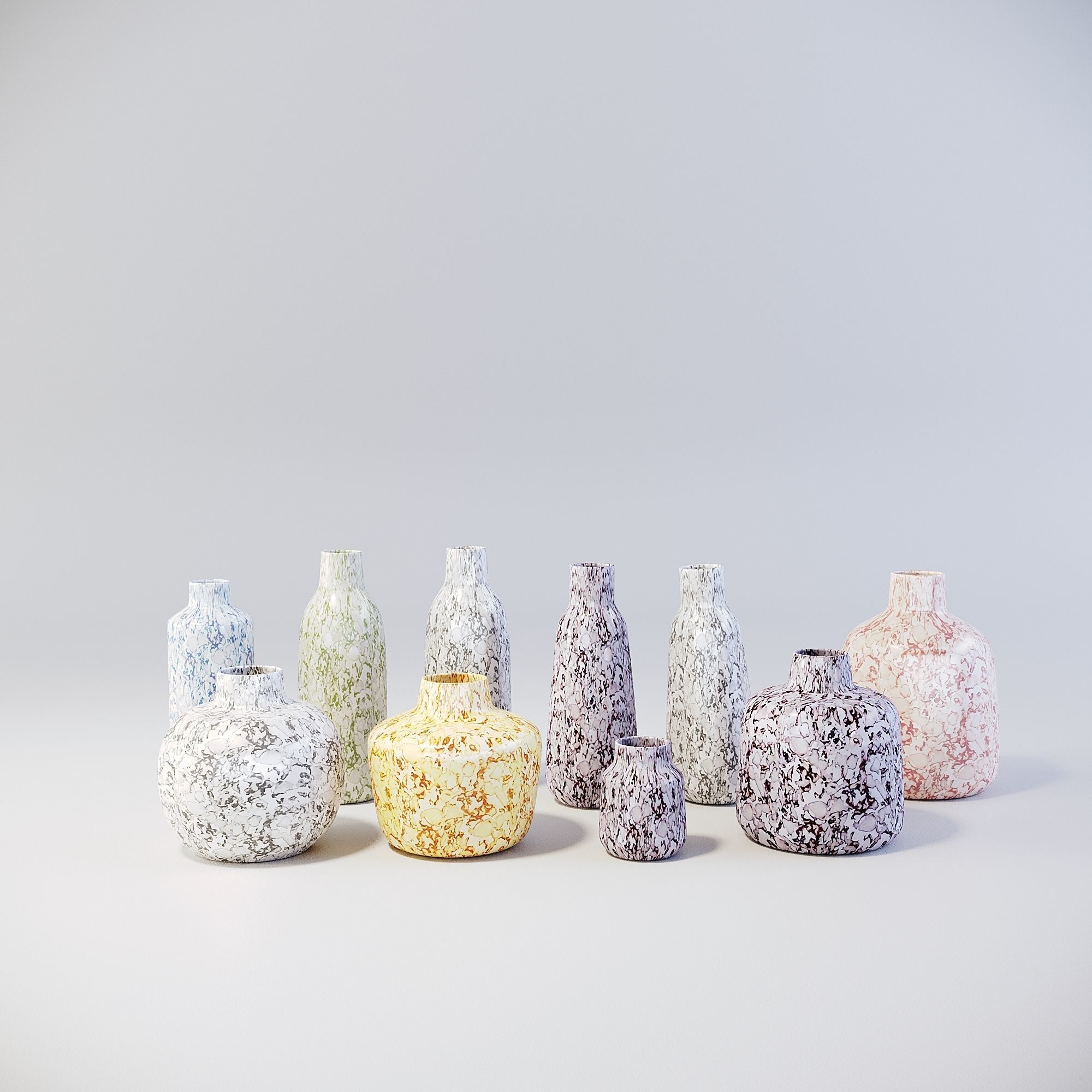 Capiz pulp Kinta vases collection 3D model_3