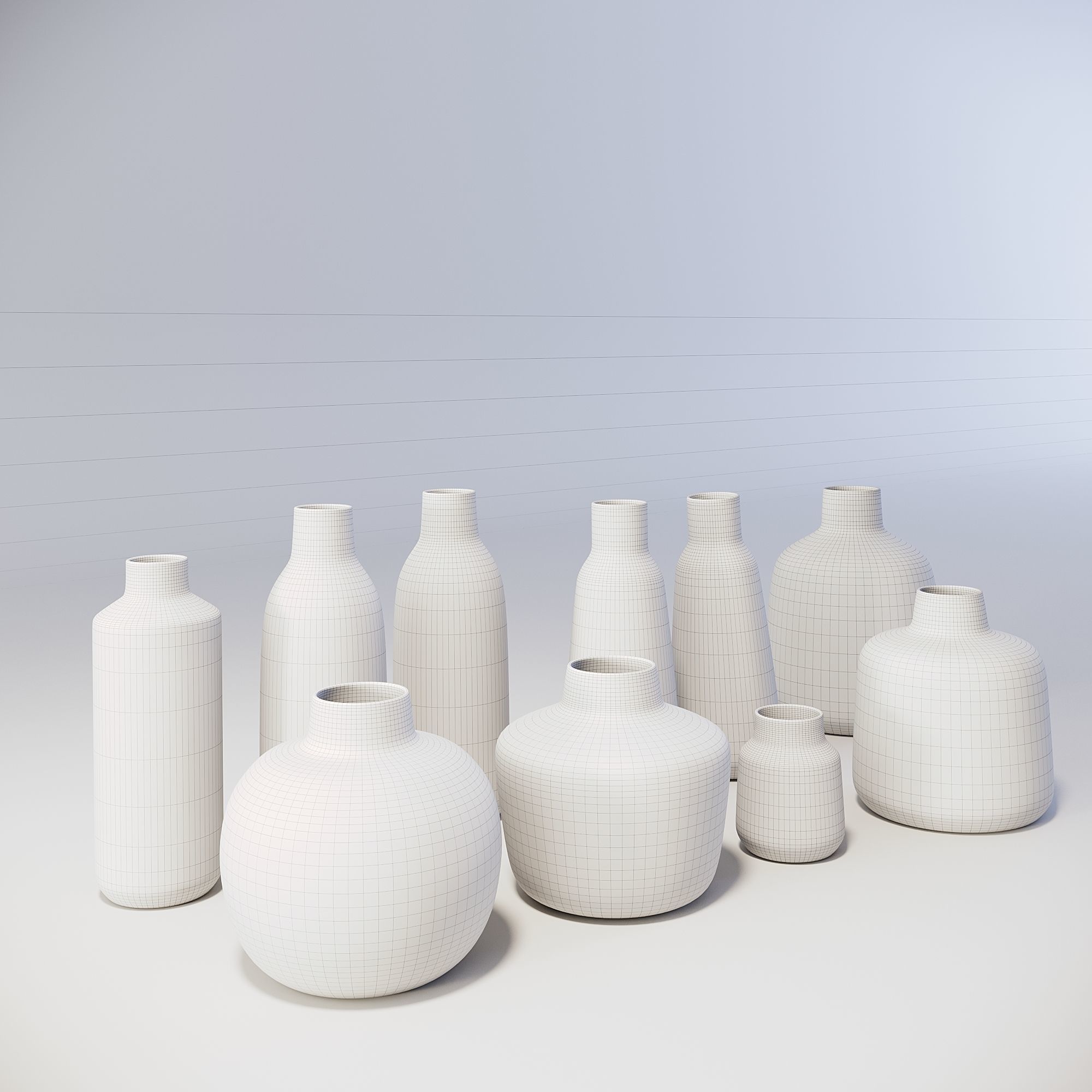Capiz pulp Kinta vases collection 3D model_4