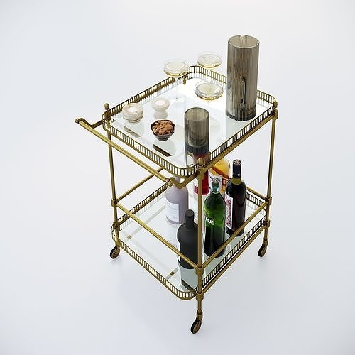 Bar Cart Brass  Soho home 3D model
