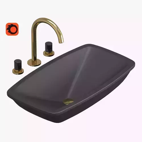 MAESTROBATH Sink - Faucet - Marble 3-Hole Luxury Bathroom Faucet 3D model