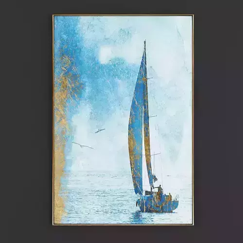 Pictures259 sailboat framed art Low-poly 3D model