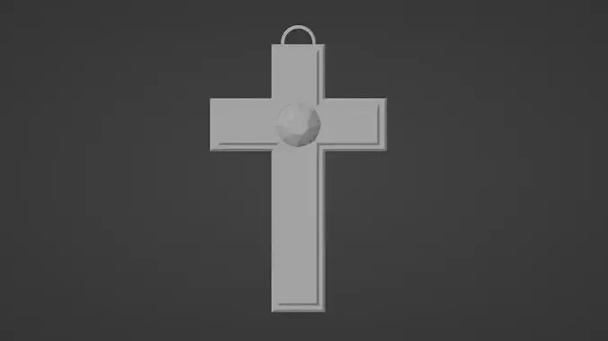 Cross with Stone 3D Print