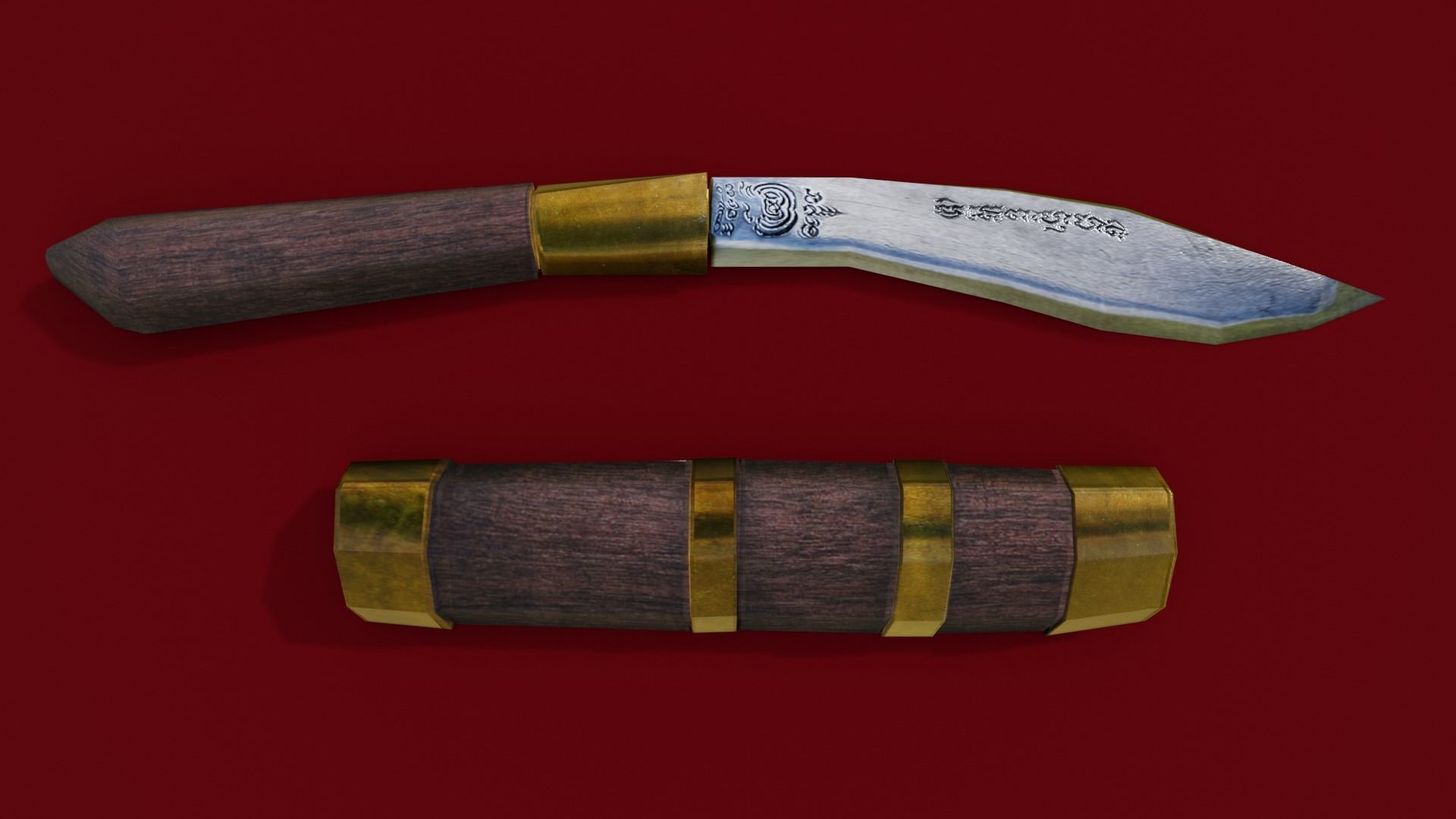 Antique knife 3D model_2