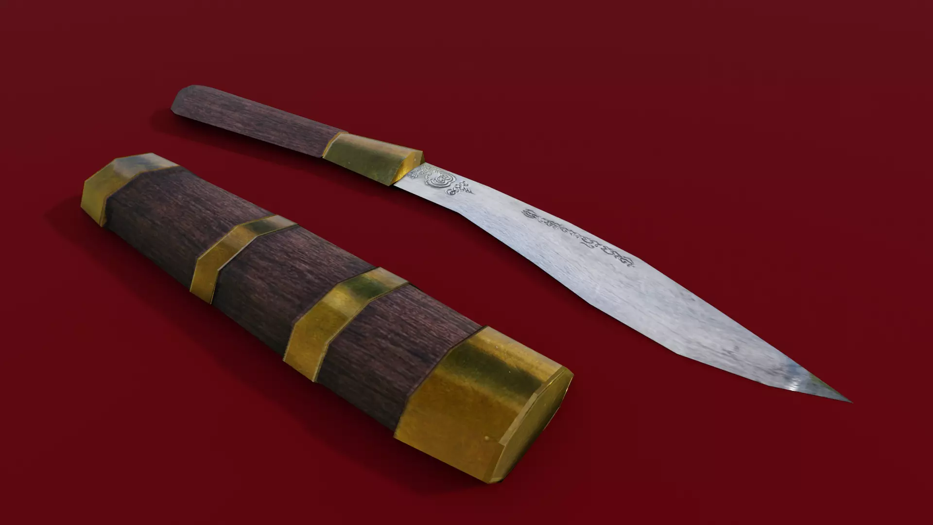 Antique knife 3D model_0