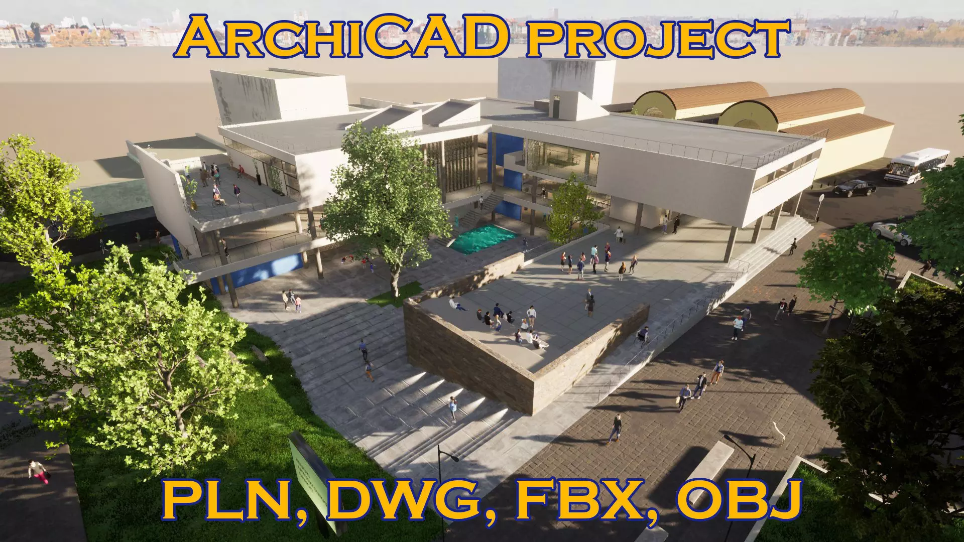 ARCHITECTURAL MUSEUM for Archicad with plans obj and fbx  3D model_0
