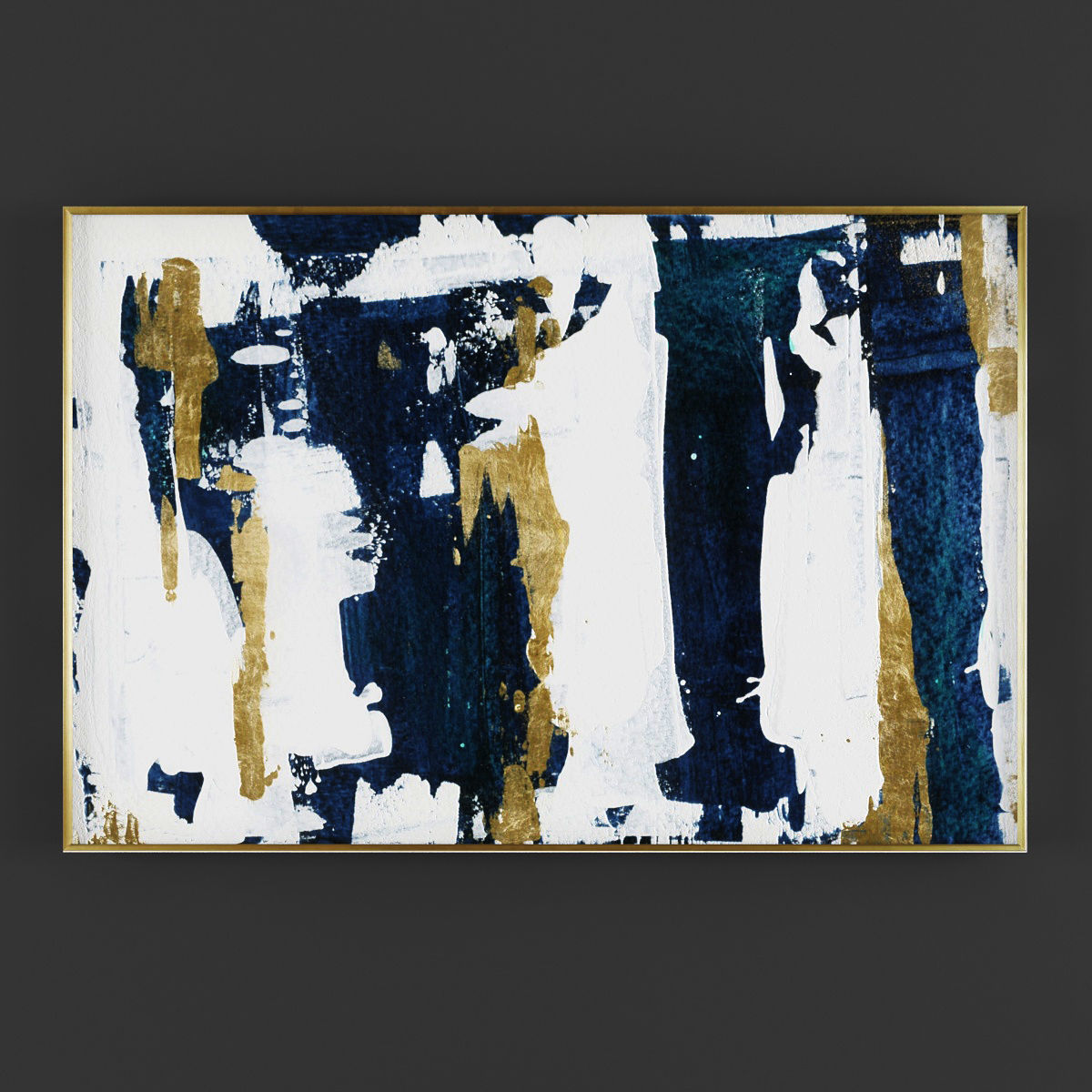 Pictures261 gold and abstract painting Low-poly 3D model_1