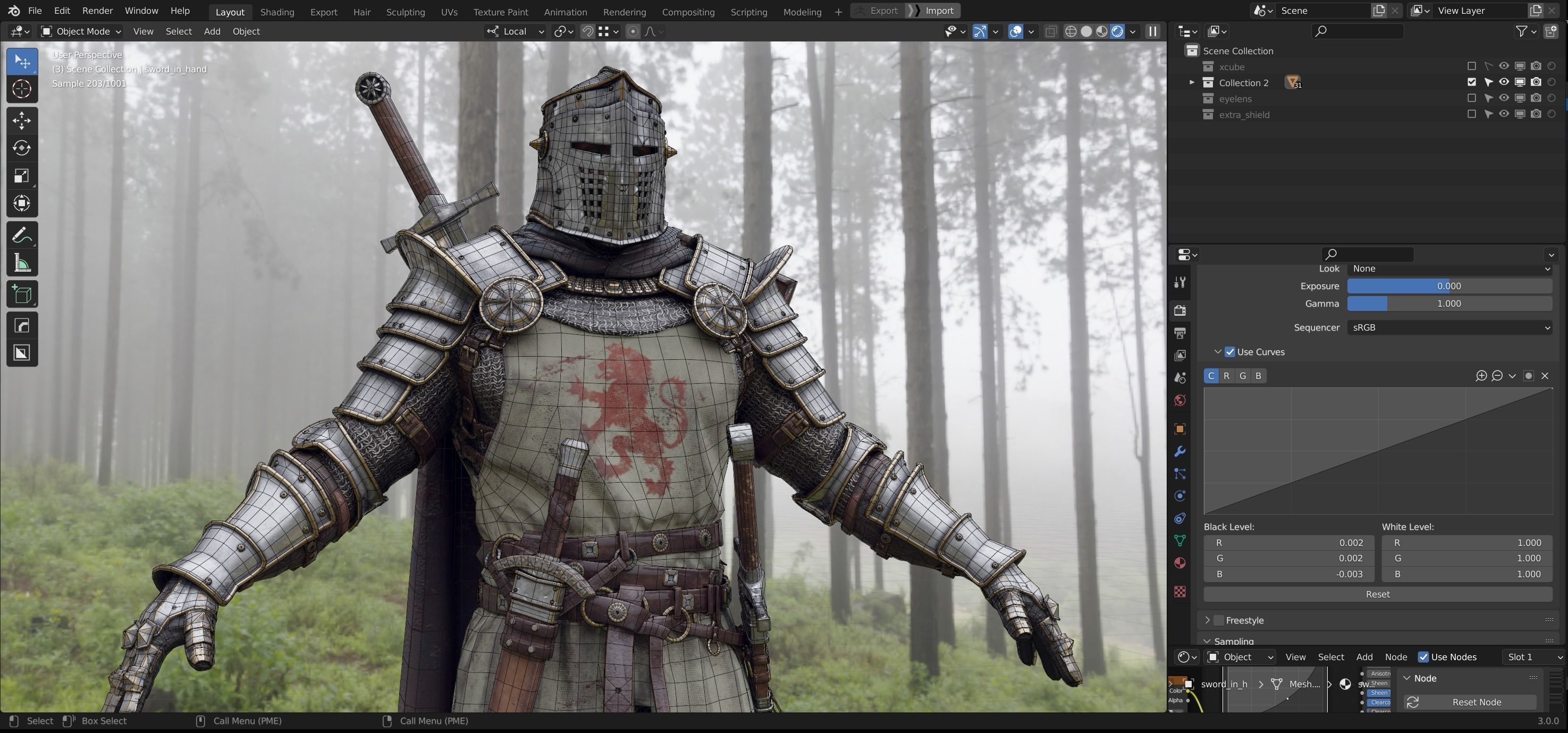 Crusader knight in armor Low-poly 3D model_35