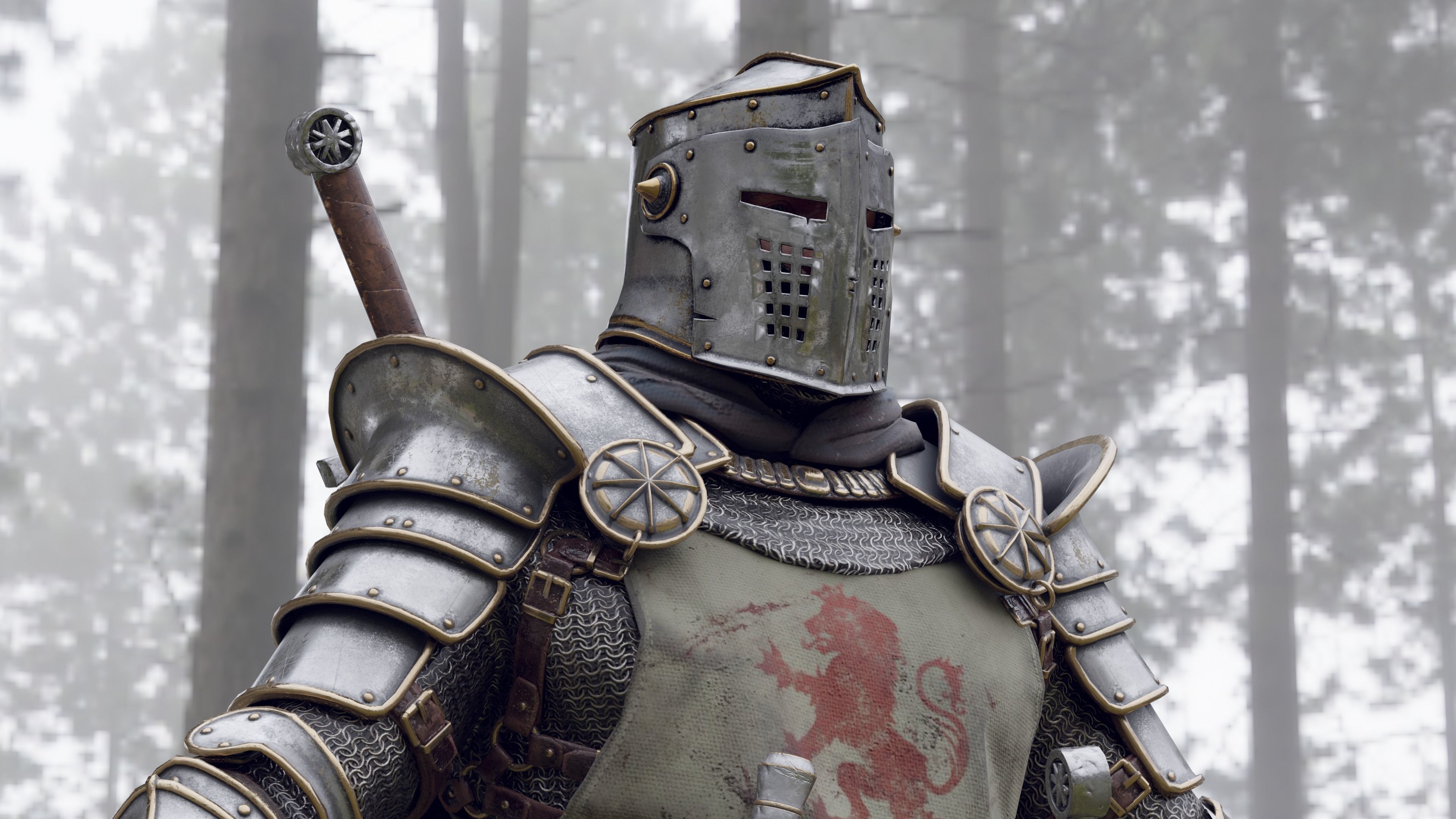 Crusader knight in armor Low-poly 3D model_11