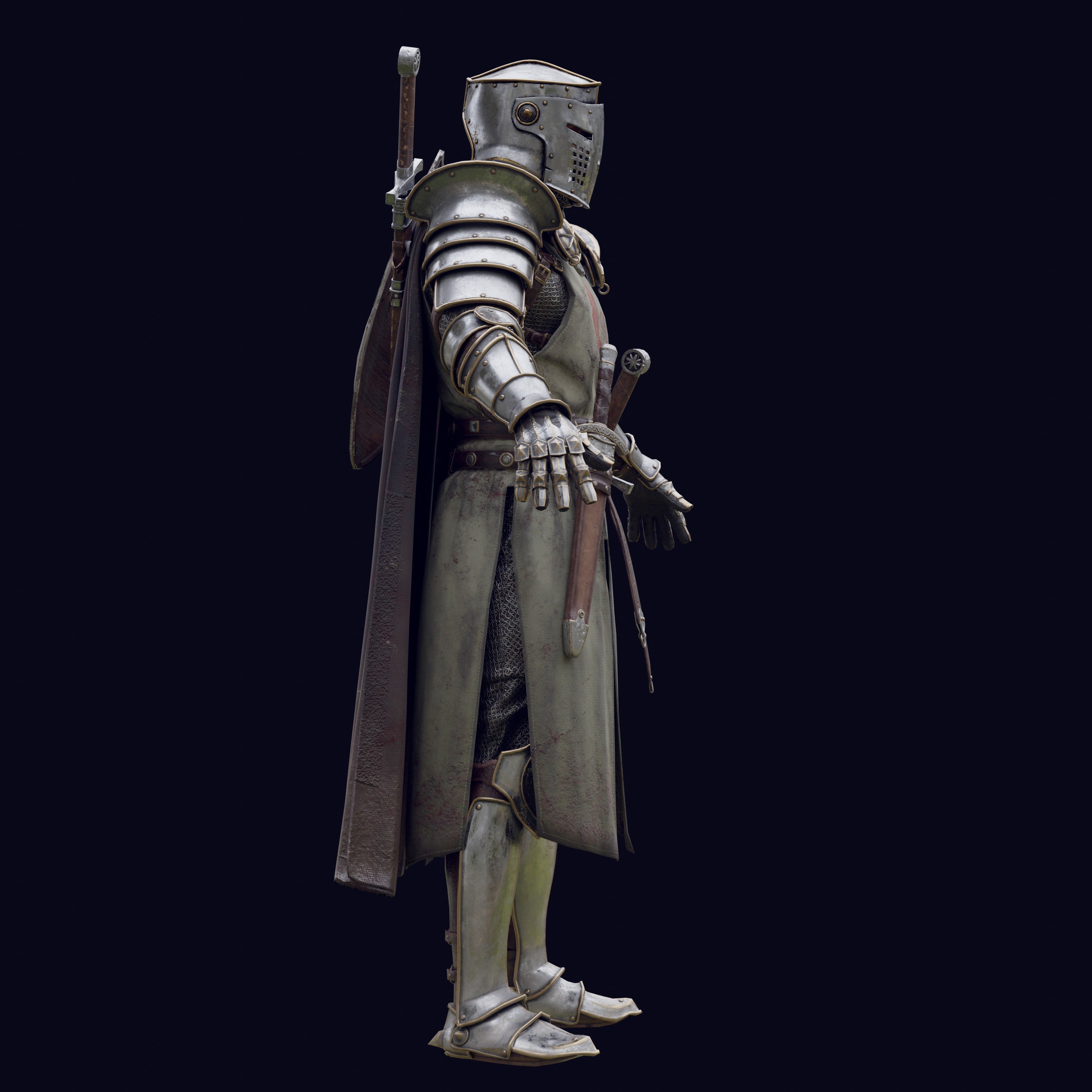 Crusader knight in armor Low-poly 3D model_17