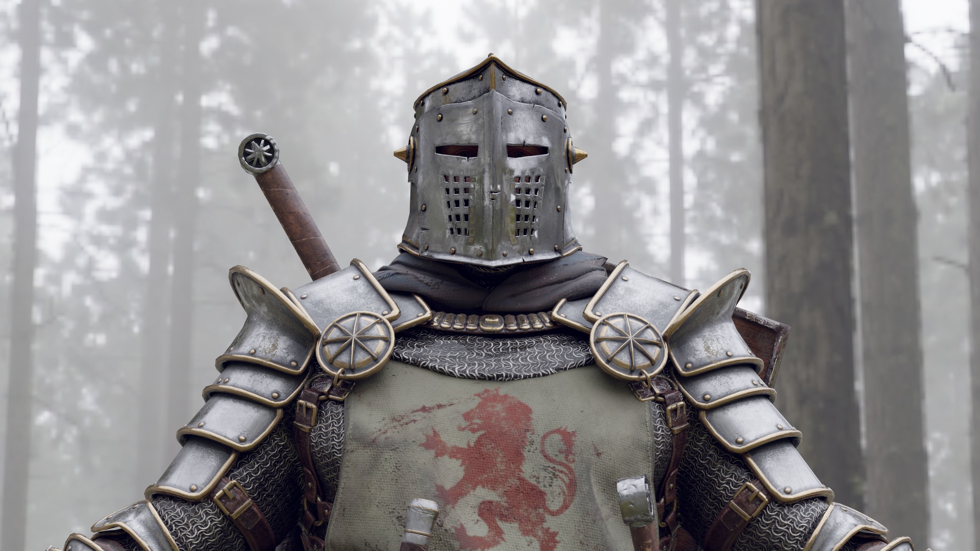 Crusader knight in armor Low-poly 3D model_10