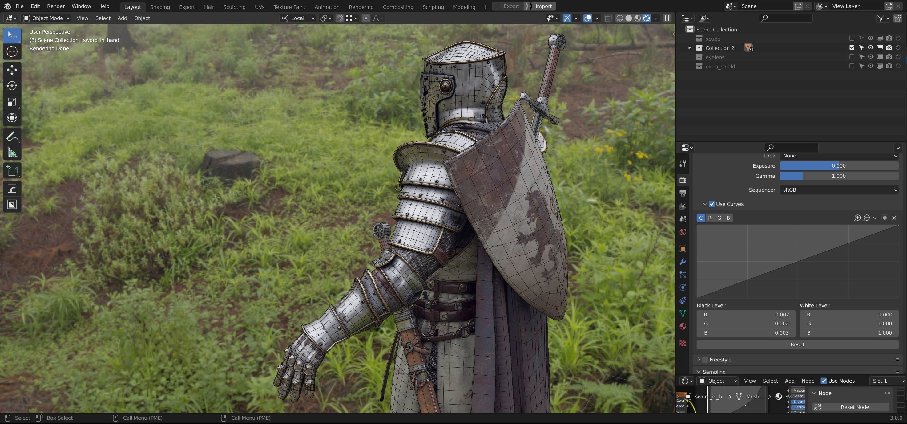Crusader knight in armor Low-poly 3D model_34