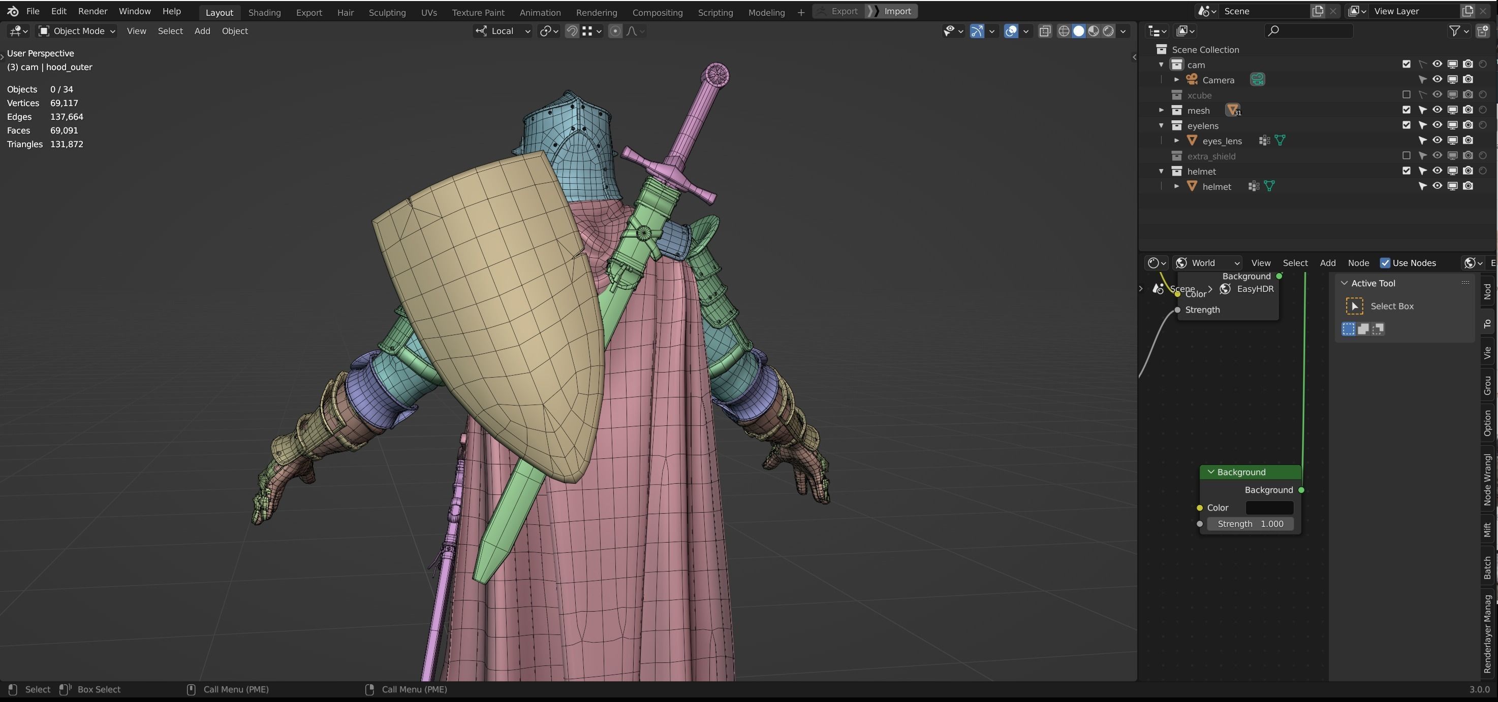 Crusader knight in armor Low-poly 3D model_38