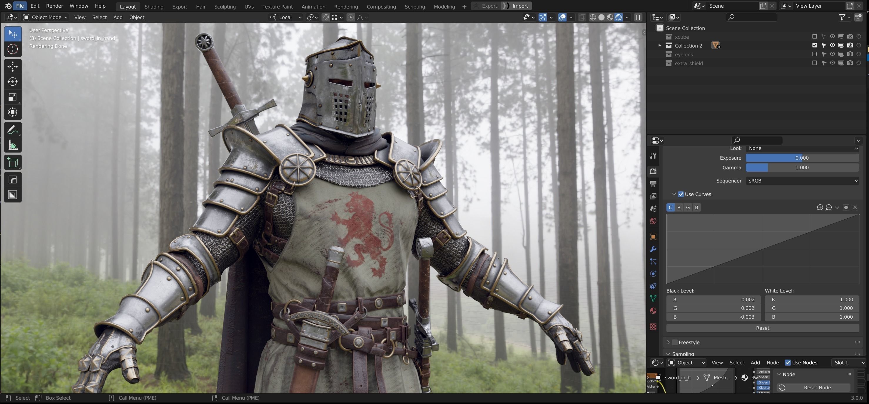 Crusader knight in armor Low-poly 3D model_32