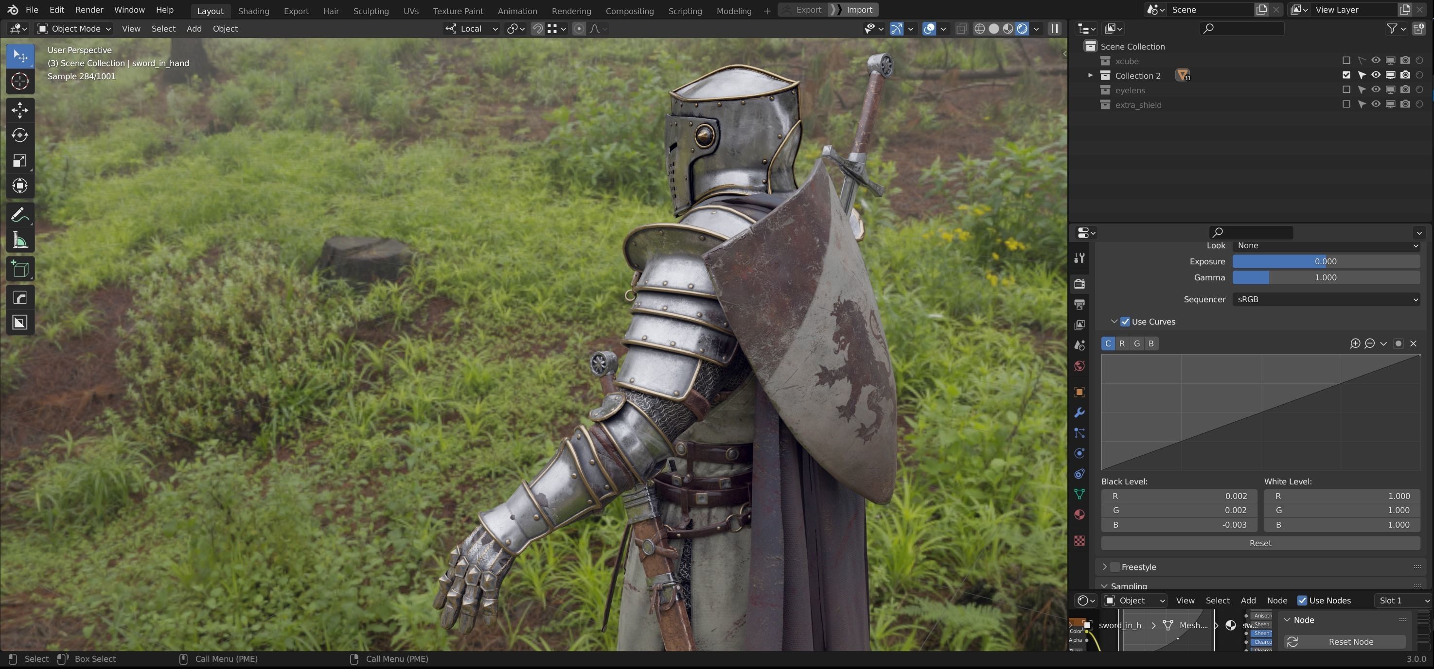 Crusader knight in armor Low-poly 3D model_33
