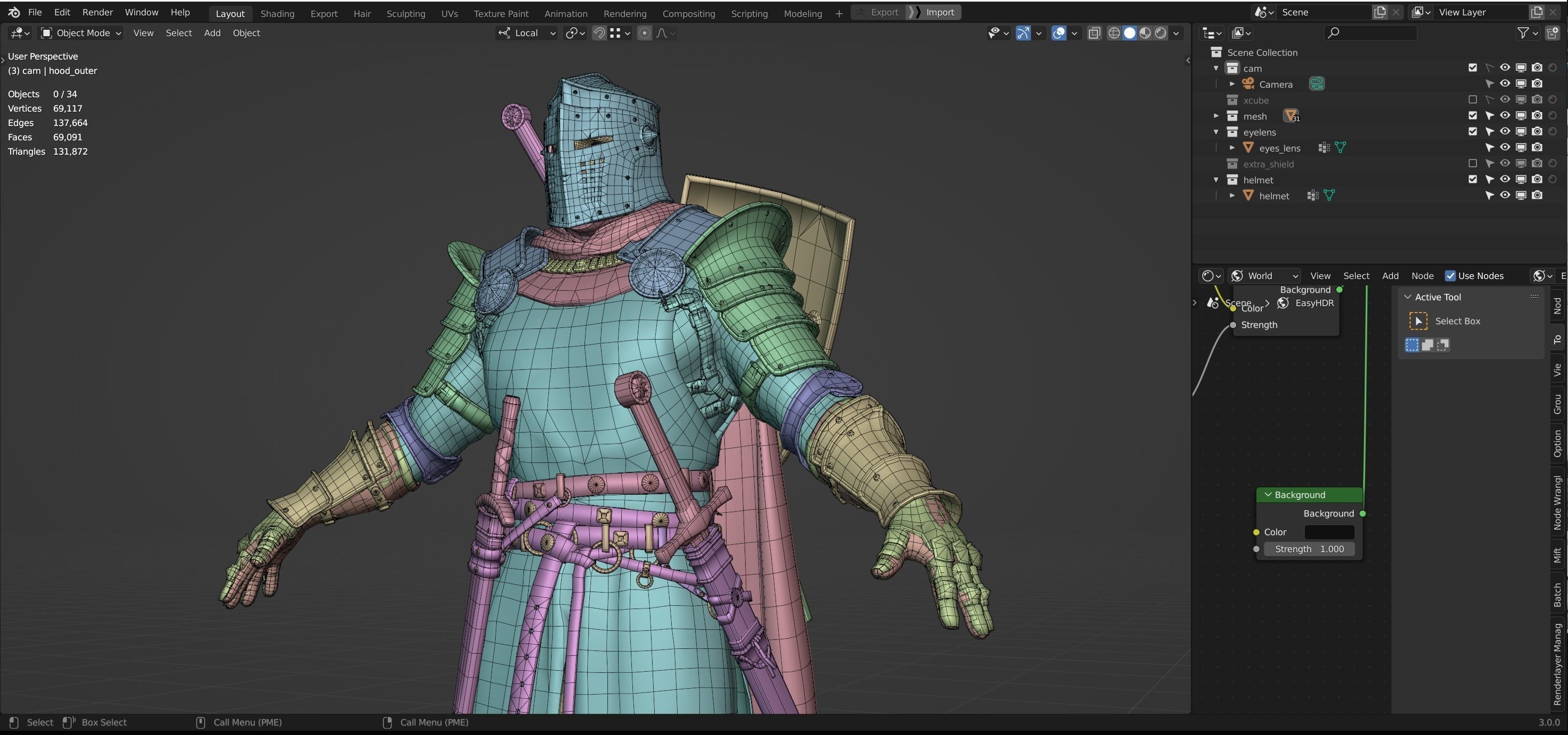 Crusader knight in armor Low-poly 3D model_37