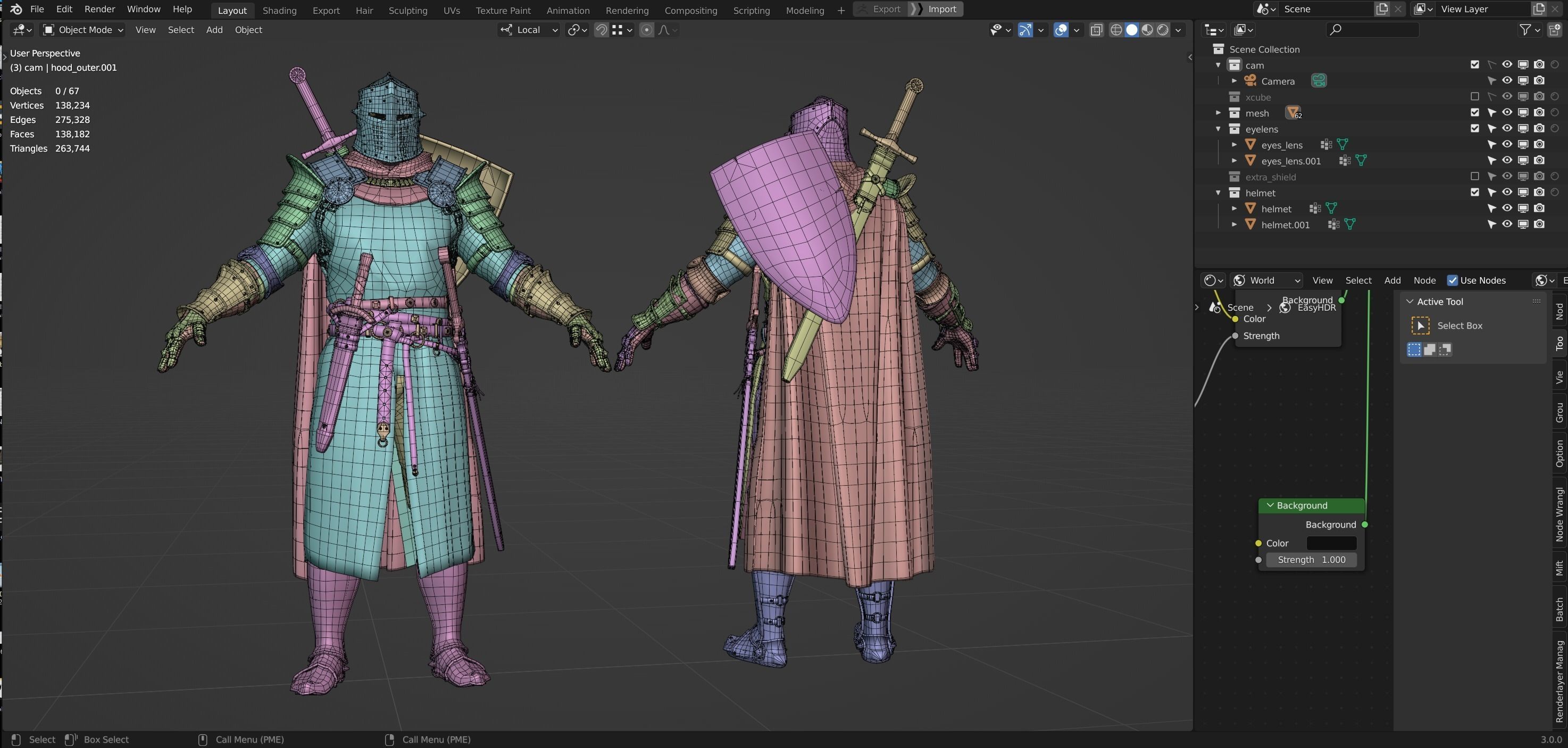 Crusader knight in armor Low-poly 3D model_39