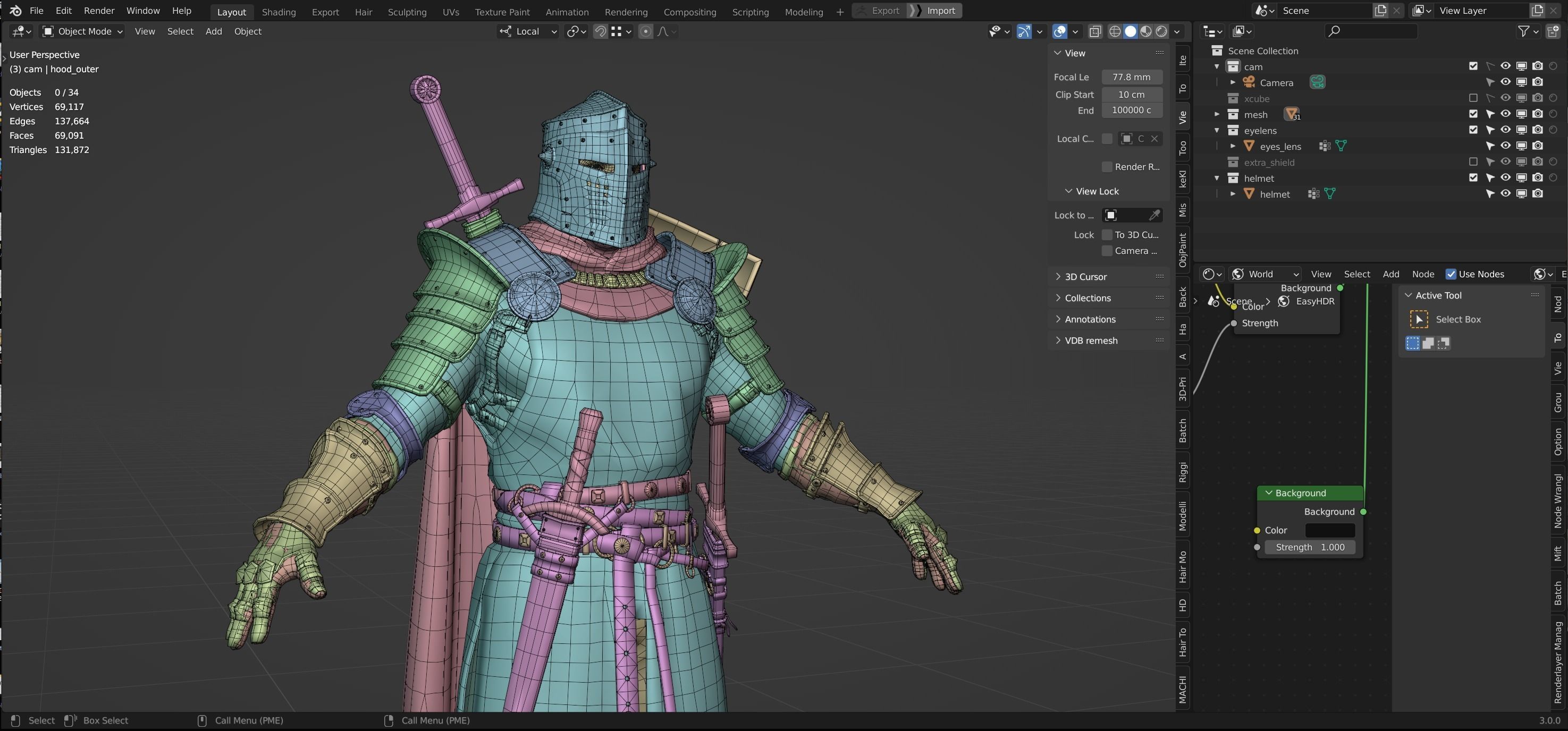 Crusader knight in armor Low-poly 3D model_36